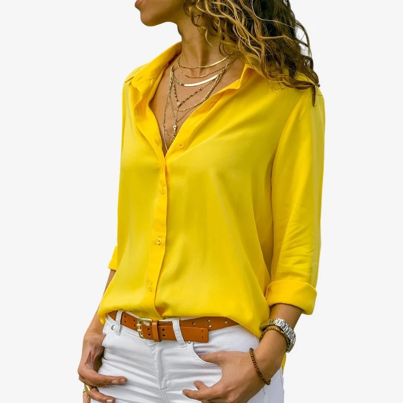 Blouse femme à manches longues avec boutons