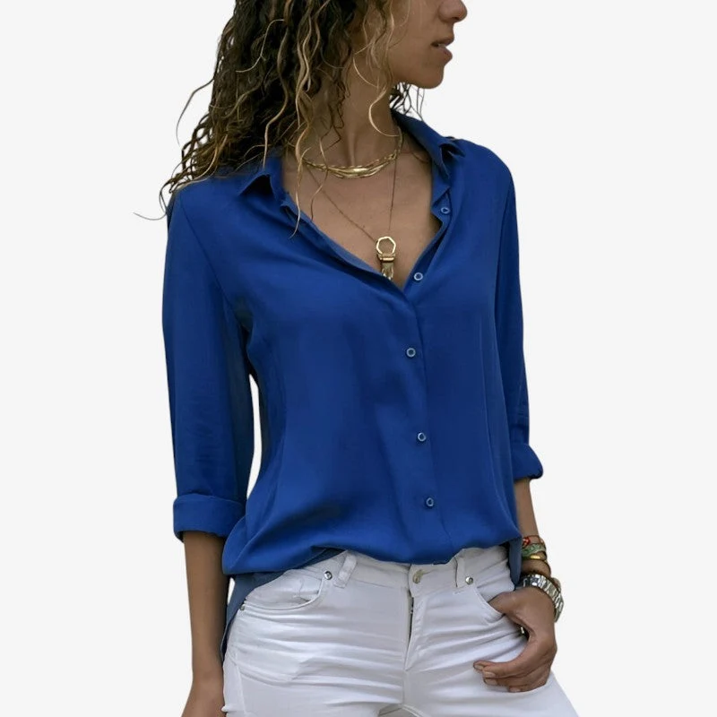 Blouse femme à manches longues avec boutons
