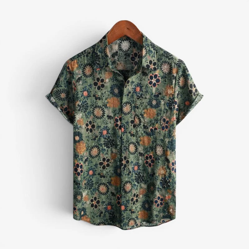 Chemise décontractée homme à manches courtes avec boutons