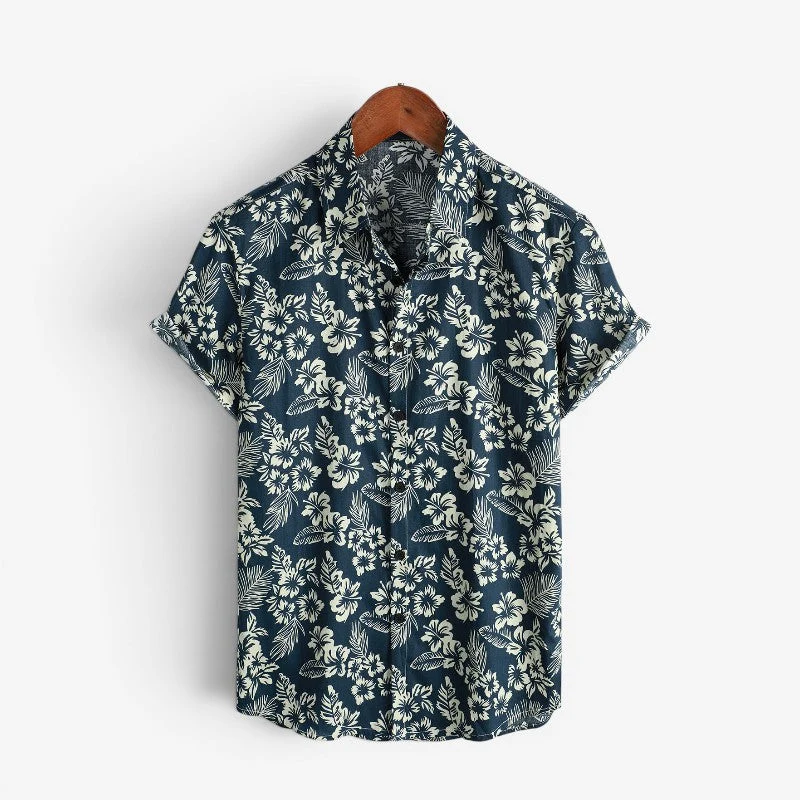 Chemise décontractée homme à manches courtes avec boutons