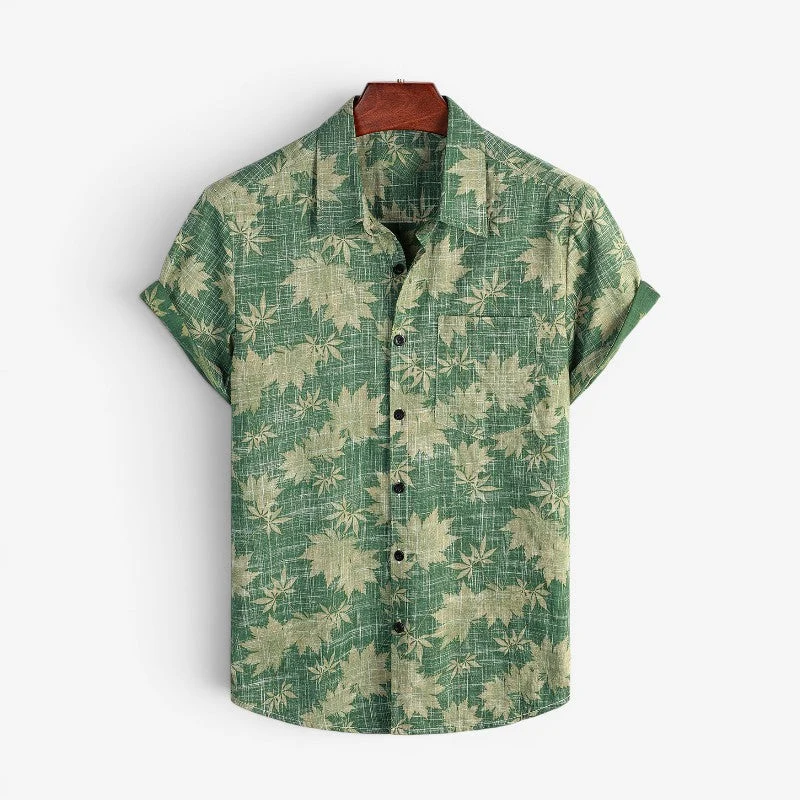 Chemise décontractée homme à manches courtes avec boutons
