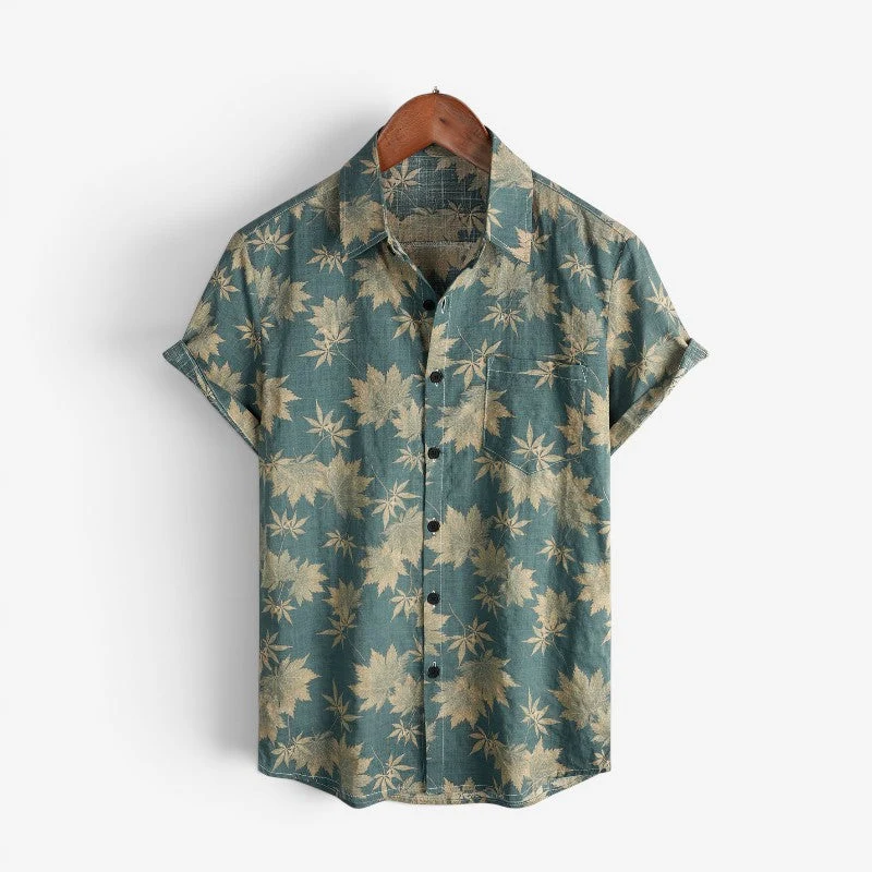 Chemise décontractée homme à manches courtes avec boutons