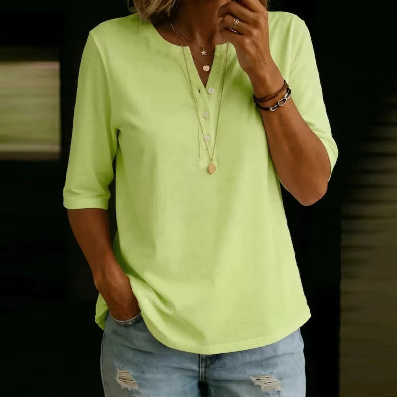 T-shirt décontracté pour femme à col V