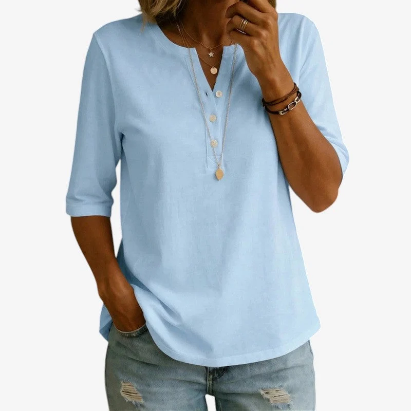 T-shirt décontracté pour femme à col V