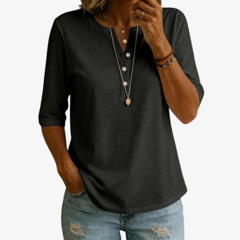 T-shirt décontracté pour femme à col V
