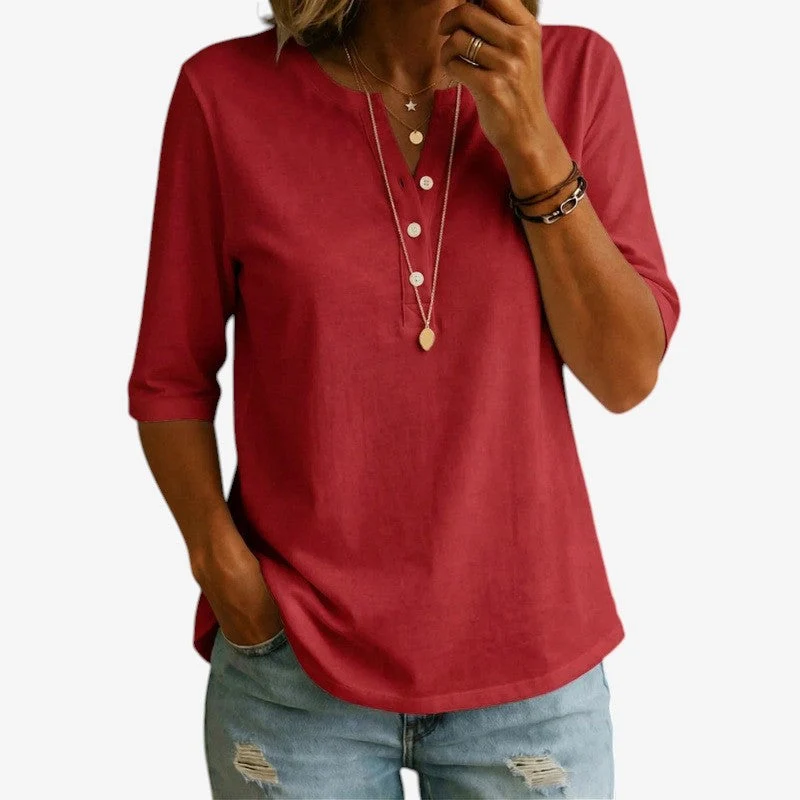 T-shirt décontracté pour femme à col V
