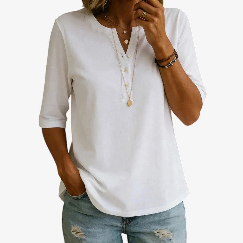 T-shirt décontracté pour femme à col V