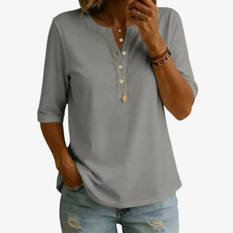 T-shirt décontracté pour femme à col V