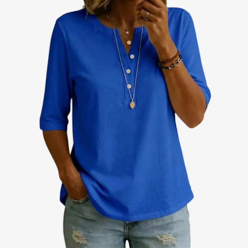 T-shirt décontracté pour femme à col V