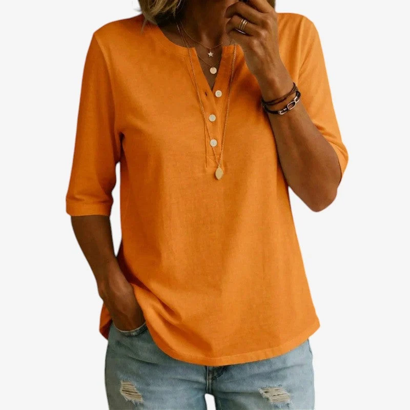 T-shirt décontracté pour femme à col V
