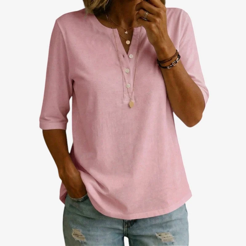 T-shirt décontracté pour femme à col V