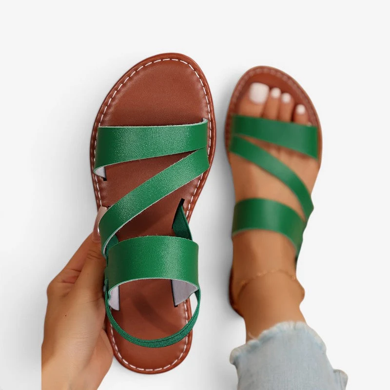Sandales à semelle plate pour femme avec bride arrière convertible