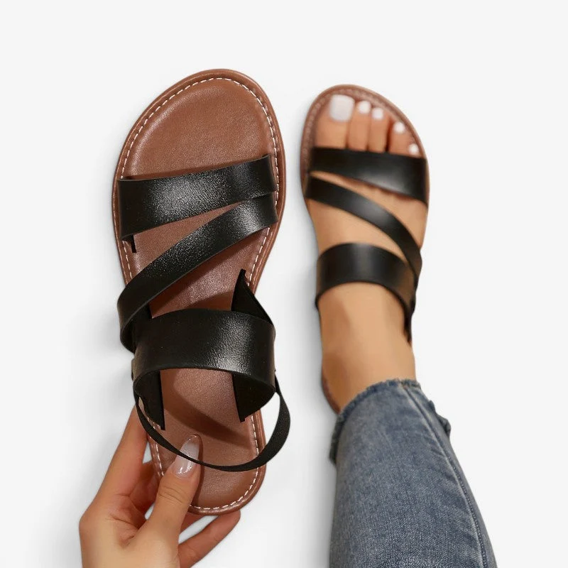 Sandales à semelle plate pour femme avec bride arrière convertible
