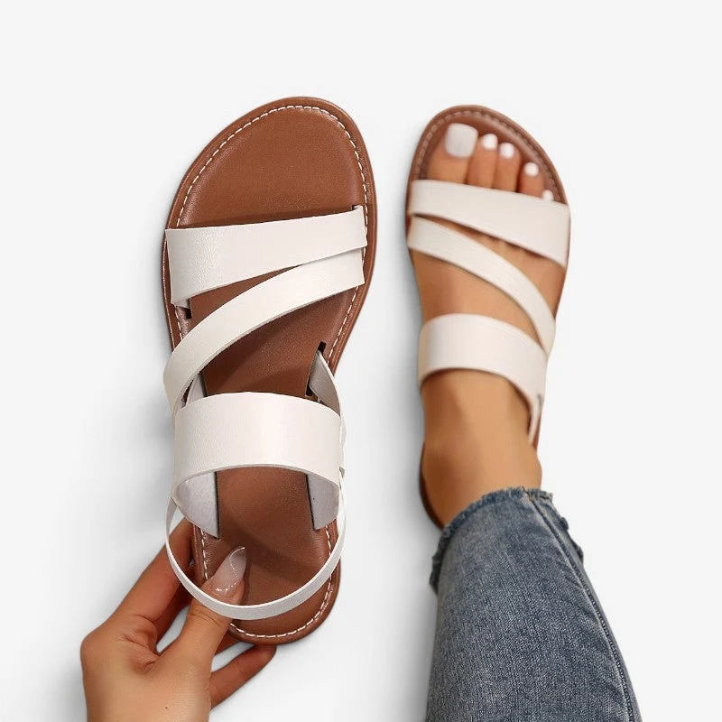 Sandales à semelle plate pour femme avec bride arrière convertible