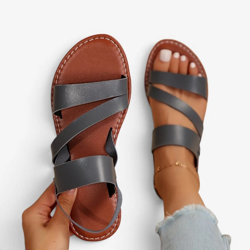 Sandales à semelle plate pour femme avec bride arrière convertible
