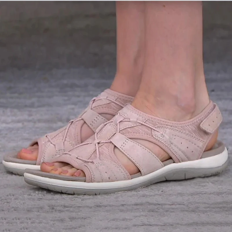 Sandales pour femme à bout rond avec bride réglable en Velcro