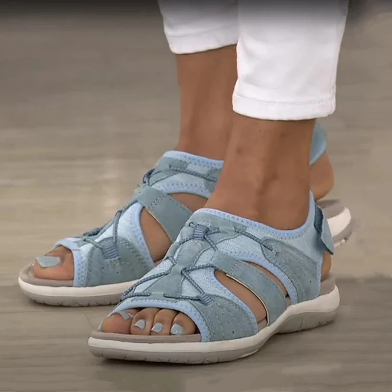 Sandales pour femme à bout rond avec bride réglable en Velcro