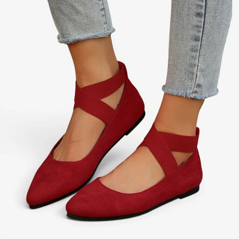 Ballerines à bout pointu pour femme avec brides croisées à la cheville