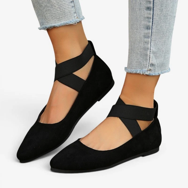 Ballerines à bout pointu pour femme avec brides croisées à la cheville