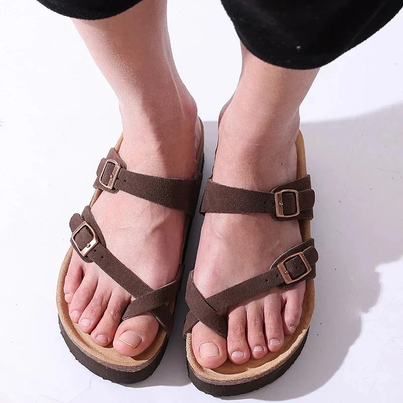 Sandales à enfiler avec doubles boucles ajustables