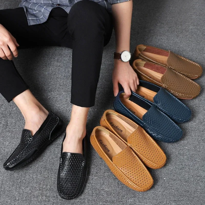 Mocassins homme à enfiler avec motif perforé
