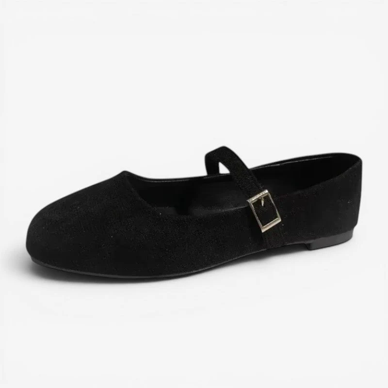 Ballerines pour femme à talon bas avec bride à boucle