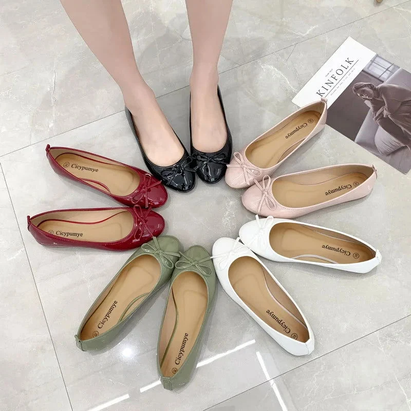Ballerines pour femme avec design à enfiler avec Nœud décoratif