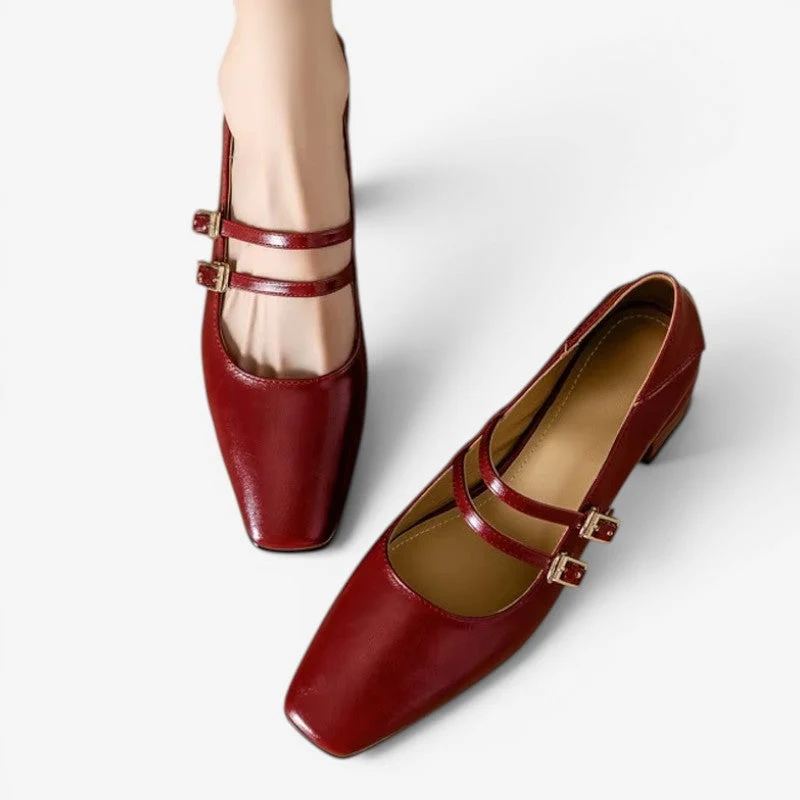 Sandales à talon bas pour femme avec doubles brides à boucle