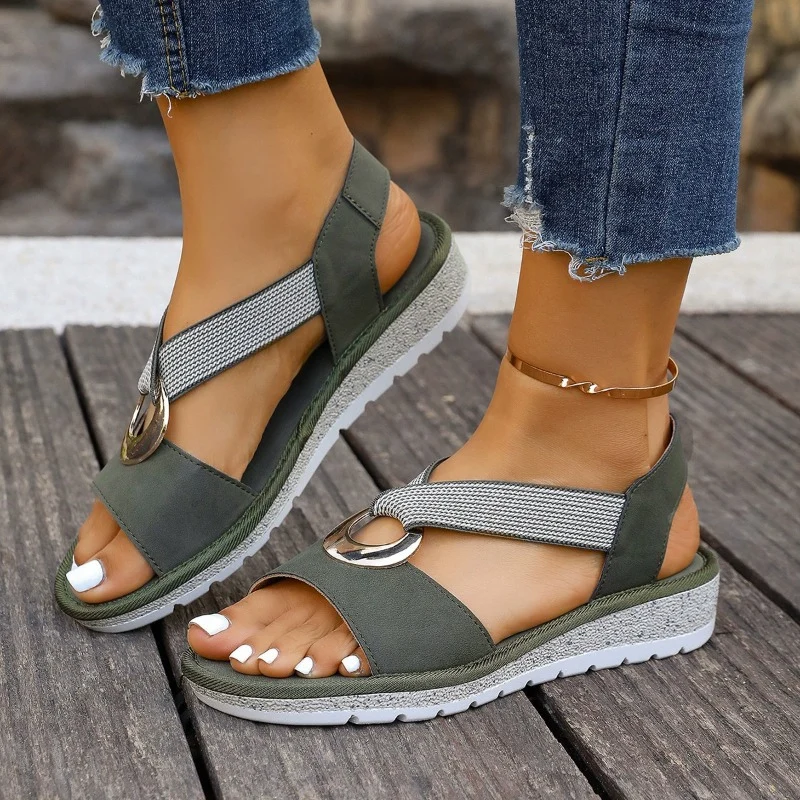 Sandales compensées pour femme Avec Boucle décorative
