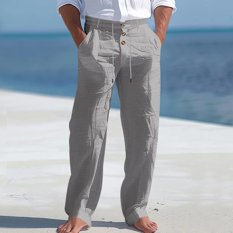Pantalon homme à jambe droite avec taille à cordon de serrage