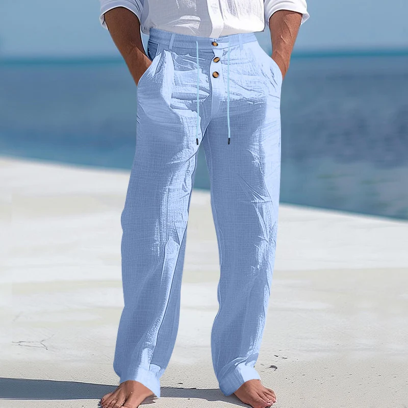 Pantalon homme à jambe droite avec taille à cordon de serrage