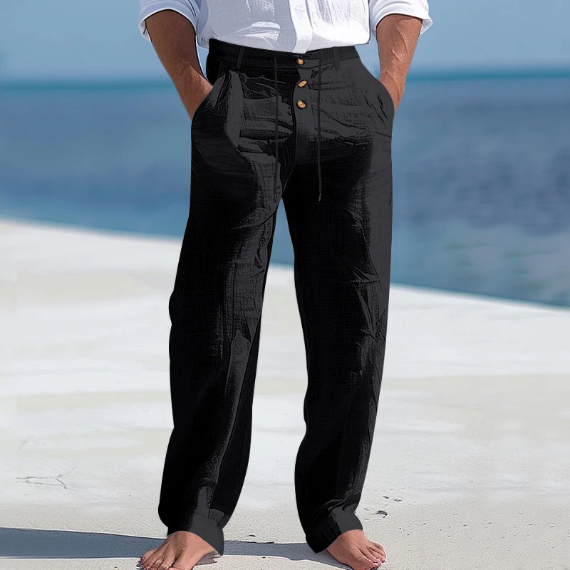 Pantalon homme à jambe droite avec taille à cordon de serrage
