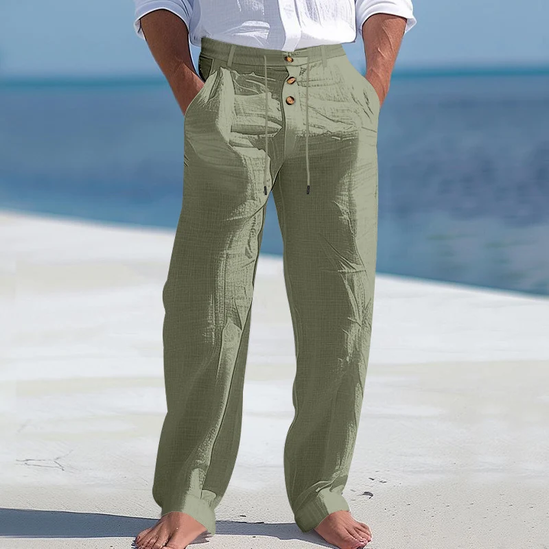 Pantalon homme à jambe droite avec taille à cordon de serrage
