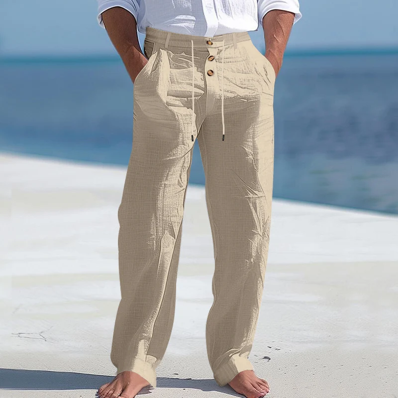 Pantalon homme à jambe droite avec taille à cordon de serrage