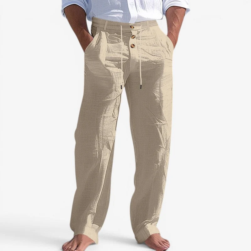 Pantalon homme à jambe droite avec taille à cordon de serrage