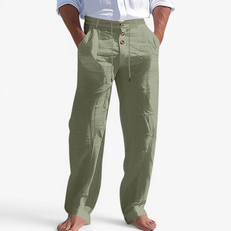 Pantalon homme à jambe droite avec taille à cordon de serrage