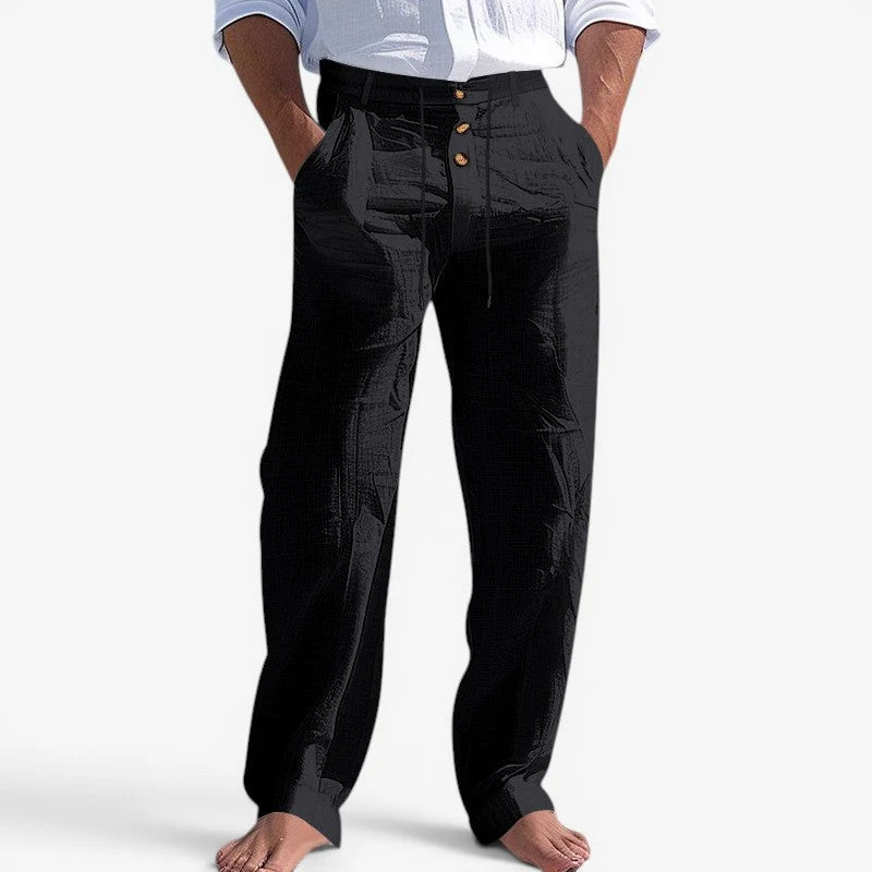 Pantalon homme à jambe droite avec taille à cordon de serrage