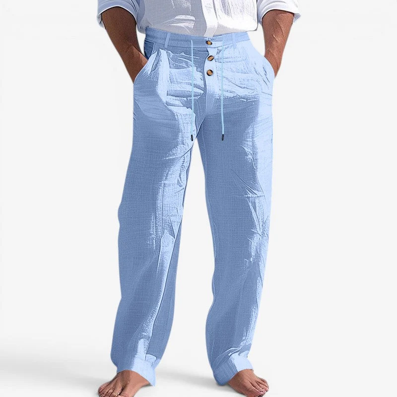 Pantalon homme à jambe droite avec taille à cordon de serrage