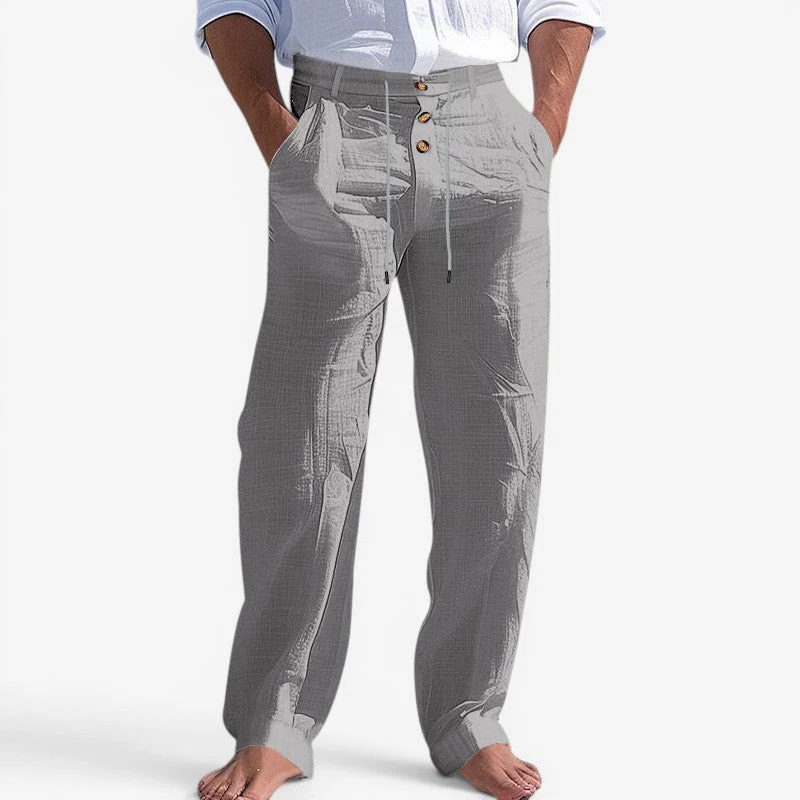 Pantalon homme à jambe droite avec taille à cordon de serrage