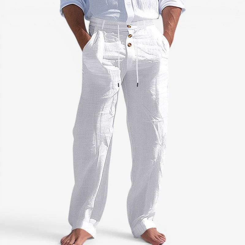 Pantalon homme à jambe droite avec taille à cordon de serrage
