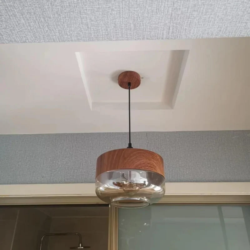 Lampe suspendue LED de plafond au design artistique en bois
