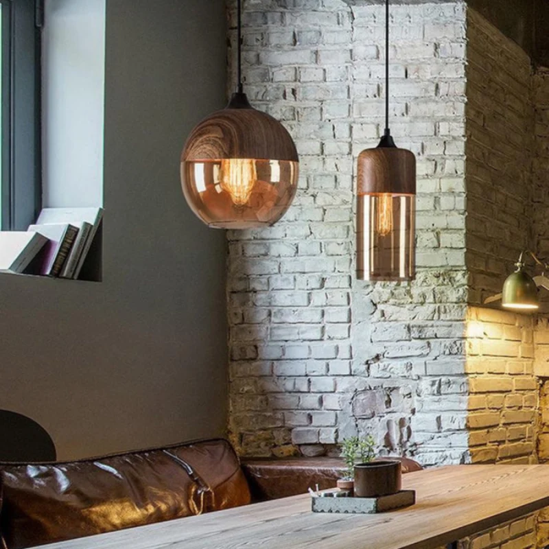Lampe suspendue LED de plafond au design artistique en bois