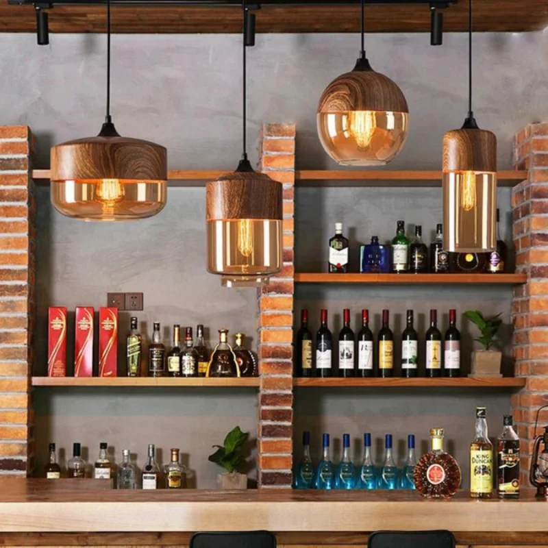Lampe suspendue LED de plafond au design artistique en bois