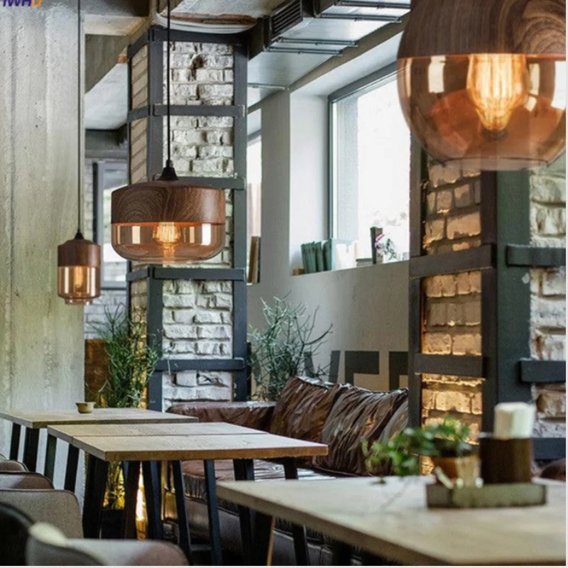 Lampe suspendue LED de plafond au design artistique en bois
