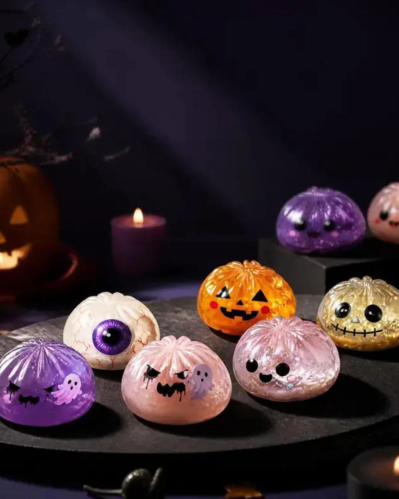 Ensemble Halloween De Jouets Compressibles Maruko Fantômes Mignons Et Effrayants, Jouet Anti-Stress Mini Portable, Produits Sensoriels Pour Articles D'Halloween, Remplissage Pour Sachets De Fête Et Mini-Cadeaux