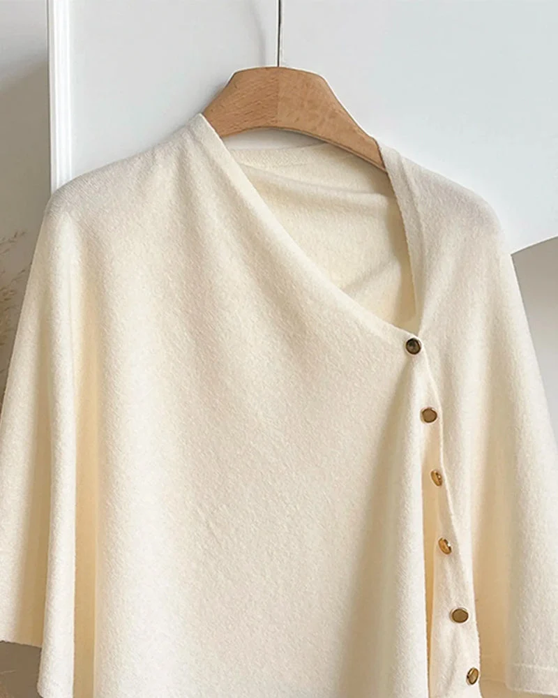 Manteau Polyvalent Bouton Asymétrique Cape Manteau