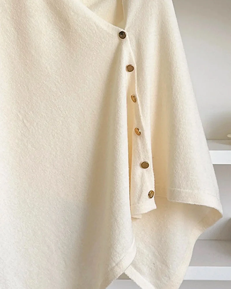 Manteau Polyvalent Bouton Asymétrique Cape Manteau