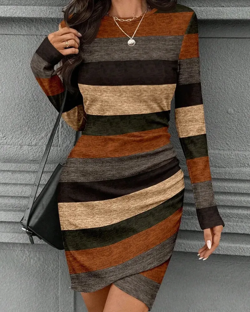 Robe Vintage Rayure Manche Longue