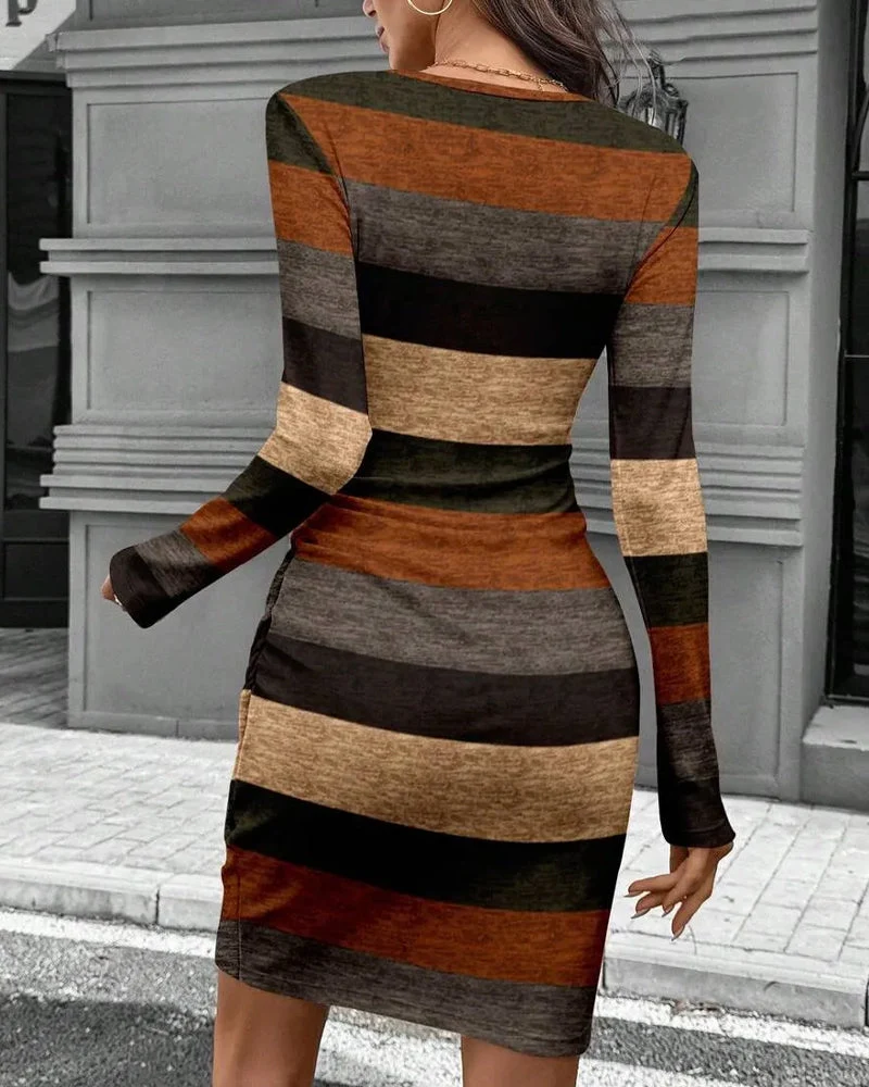 Robe Vintage Rayure Manche Longue