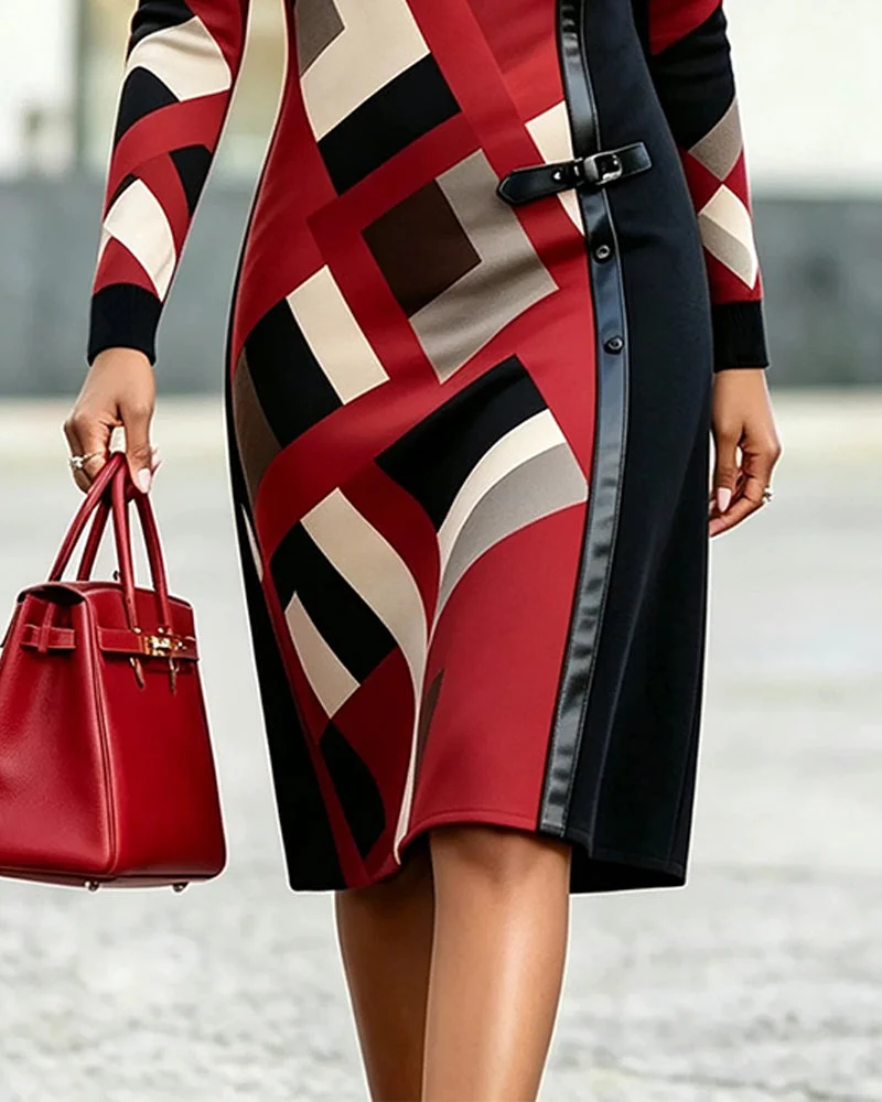 Robe Géométrique Bloc De Couleur Patchwork
